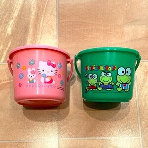 Sanrio Vintage Pink Hello Kitty & Green Keroppi Frog Small Buckets